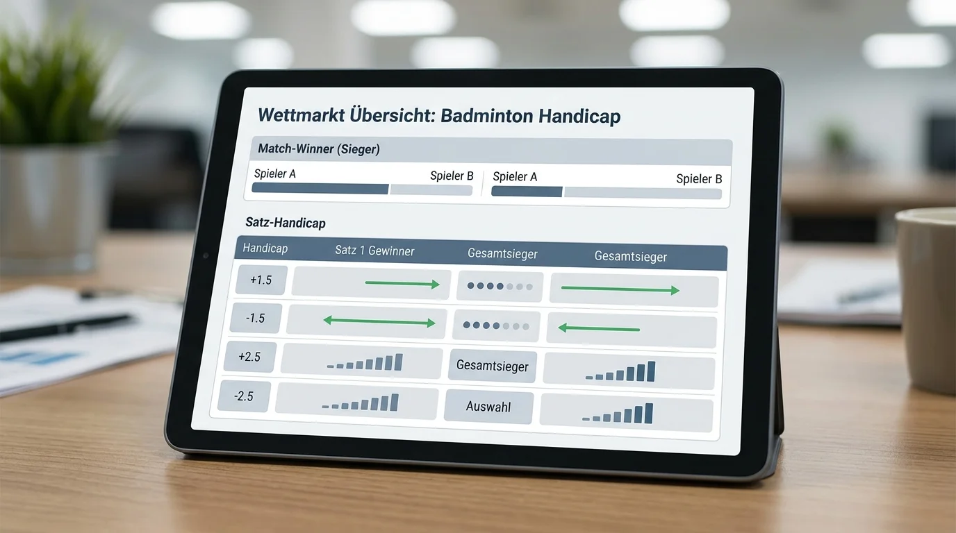 Erklärung des Handicap-Markts bei Badminton-Wetten, Match-Winner vs. Satz-Handicap Quotenvergleich