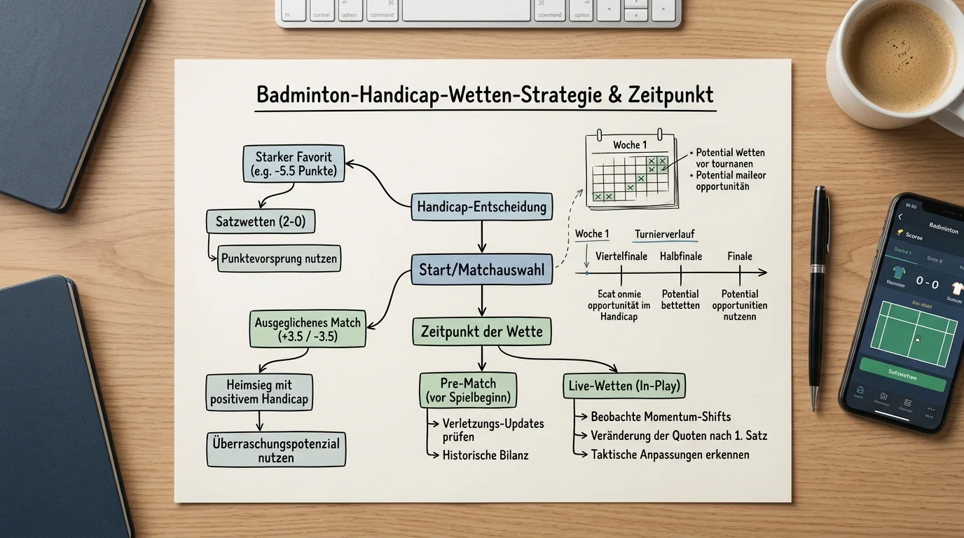 Strategie und optimaler Zeitpunkt für Badminton Handicap-Wetten, wann lohnt sich Satz- vs. Punkte-Handicap