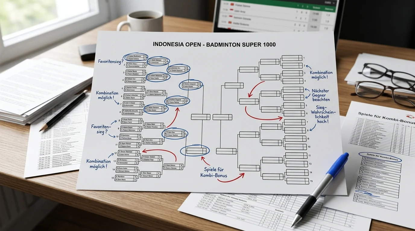 Strategische Auswahl von Badminton-Matches für Kombiwetten mit optimalem Kombi-Bonus-Gewinnaufschlag