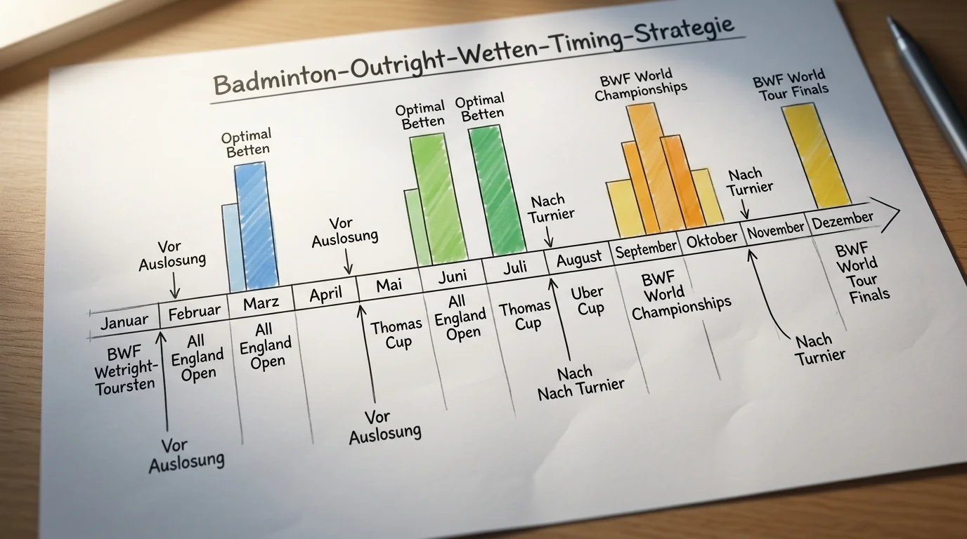 Timing-Strategie für Badminton Outright-Wetten, optimaler Zeitpunkt vor Turnierbeginn und Auslosung