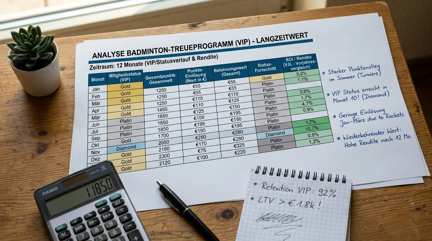 Langzeitwert von Badminton Treueprogrammen, Analyse ob VIP-Bindung oder Anbieterwechsel für Dauerwetter rentabler ist