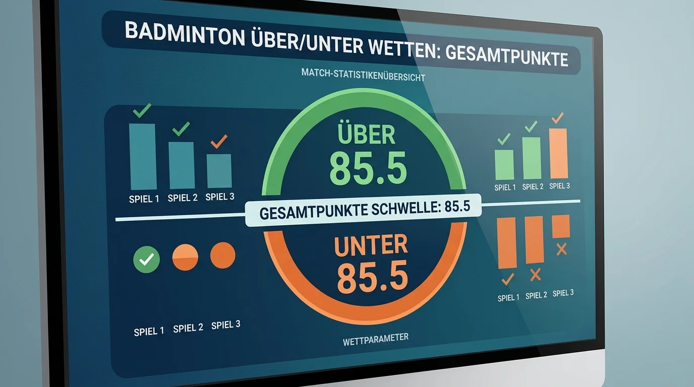 Gesamtpunkte Über/Unter bei Badminton, Beispielrechnung und Quotenanalyse für Totals-Wetter