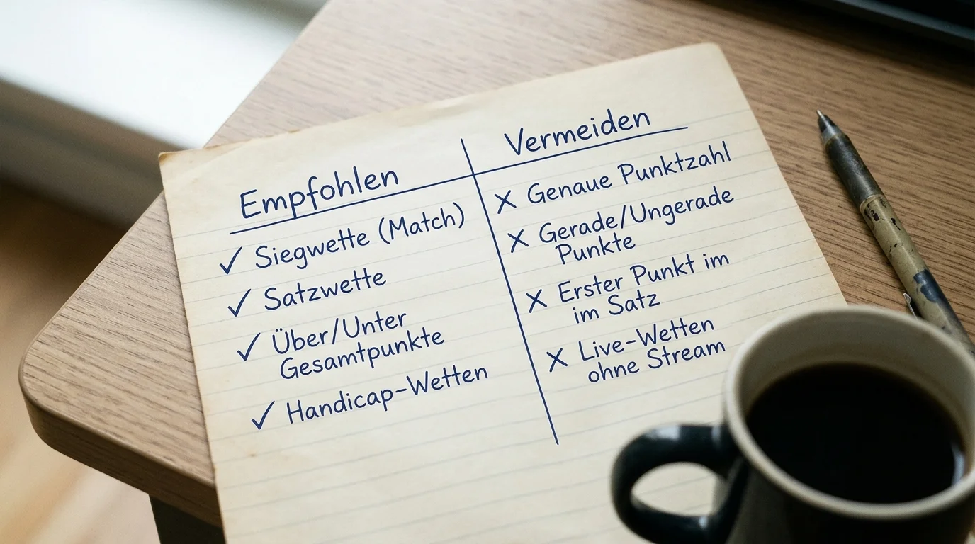 Übersicht empfohlener und zu meidender Wettmärkte bei Badminton für Wetteinsteiger