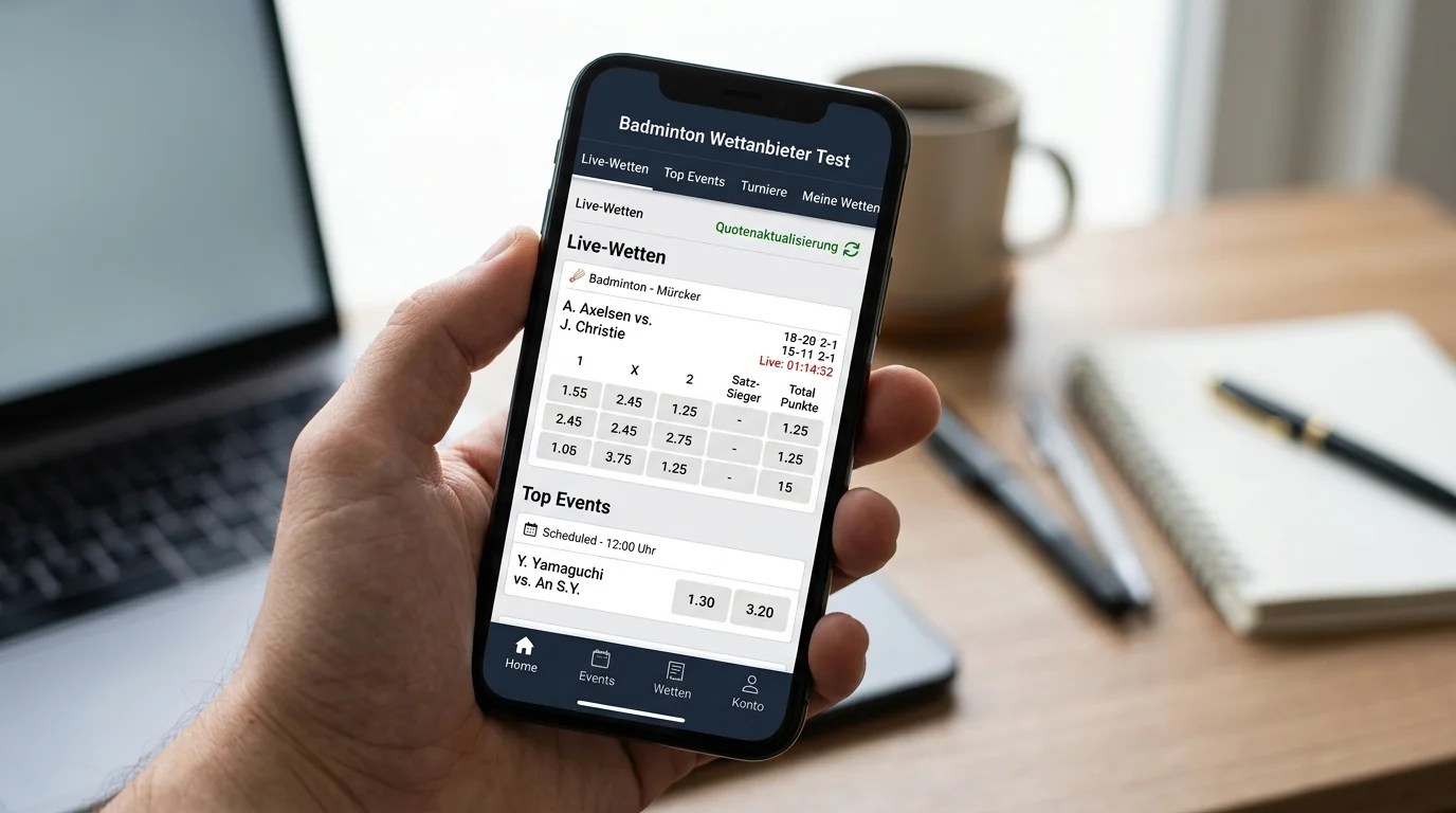 Mobile Sportwetten-Apps für Badminton 2026, App-Qualität von bet365, bwin und Betway im Test