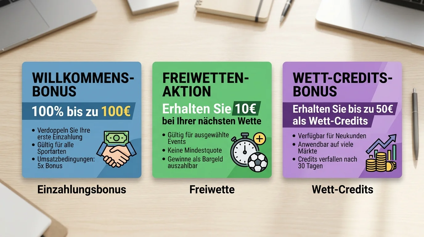 Verschiedene Bonustypen für Badminton-Sportwetten im Vergleich, Einzahlungsbonus, Freiwette und Wett-Credits