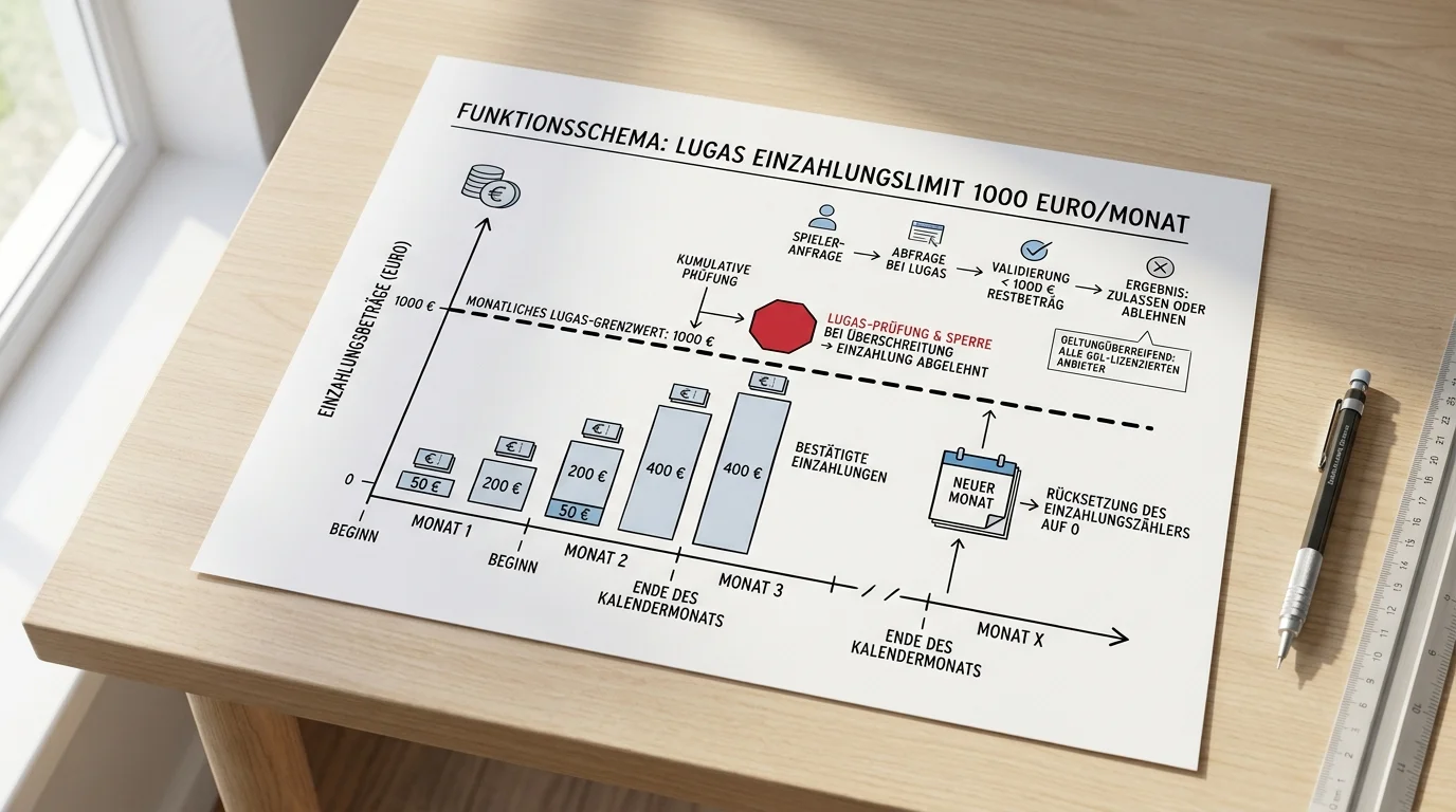 LUGAS Einzahlungslimit 1000 Euro monatlich GGL-Lizenz, Funktionsweise des Länderübergreifenden Glücksspielaufsichtssystems