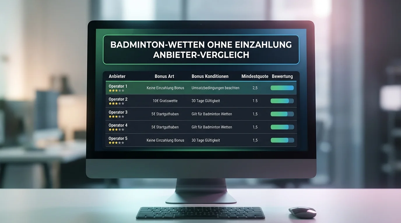 GGL-lizenzierte Sportwettenanbieter mit No-Deposit-Bonusangeboten für Badminton 2026 im Vergleich