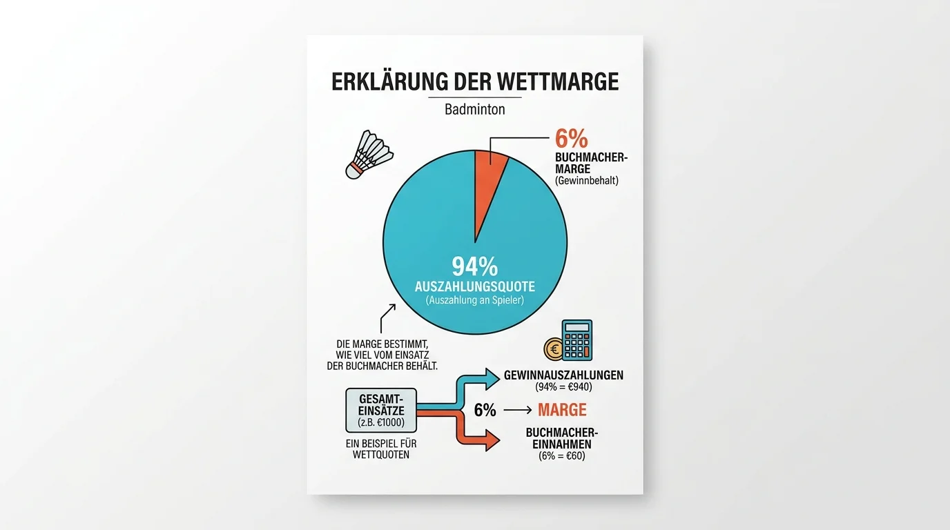 Badminton-Wettmarge erklärt, wie der Overround die Quoten und den Erwartungswert für Badminton-Wetter beeinflusst