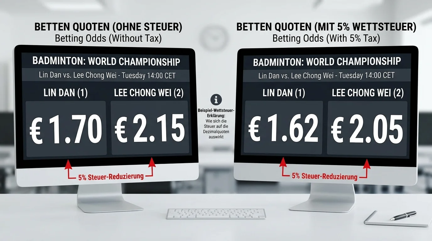 5-Prozent-Wettsteuer auf Sportwetten in Deutschland, Erklärung der Steuerlast für Badminton-Wetter