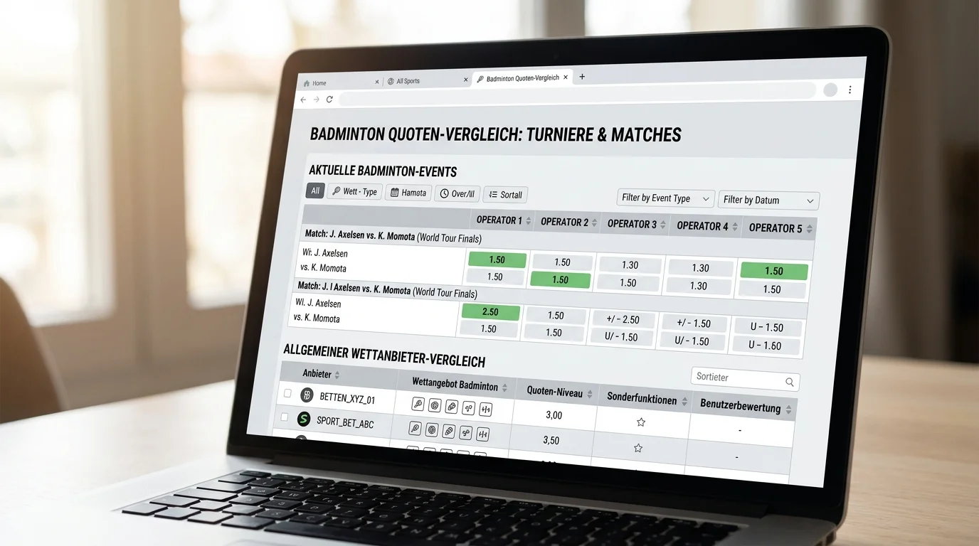 Quotenvergleich-Tools für Badminton-Sportwetten: Welche Plattformen Badminton-Märkte zuverlässig abdecken