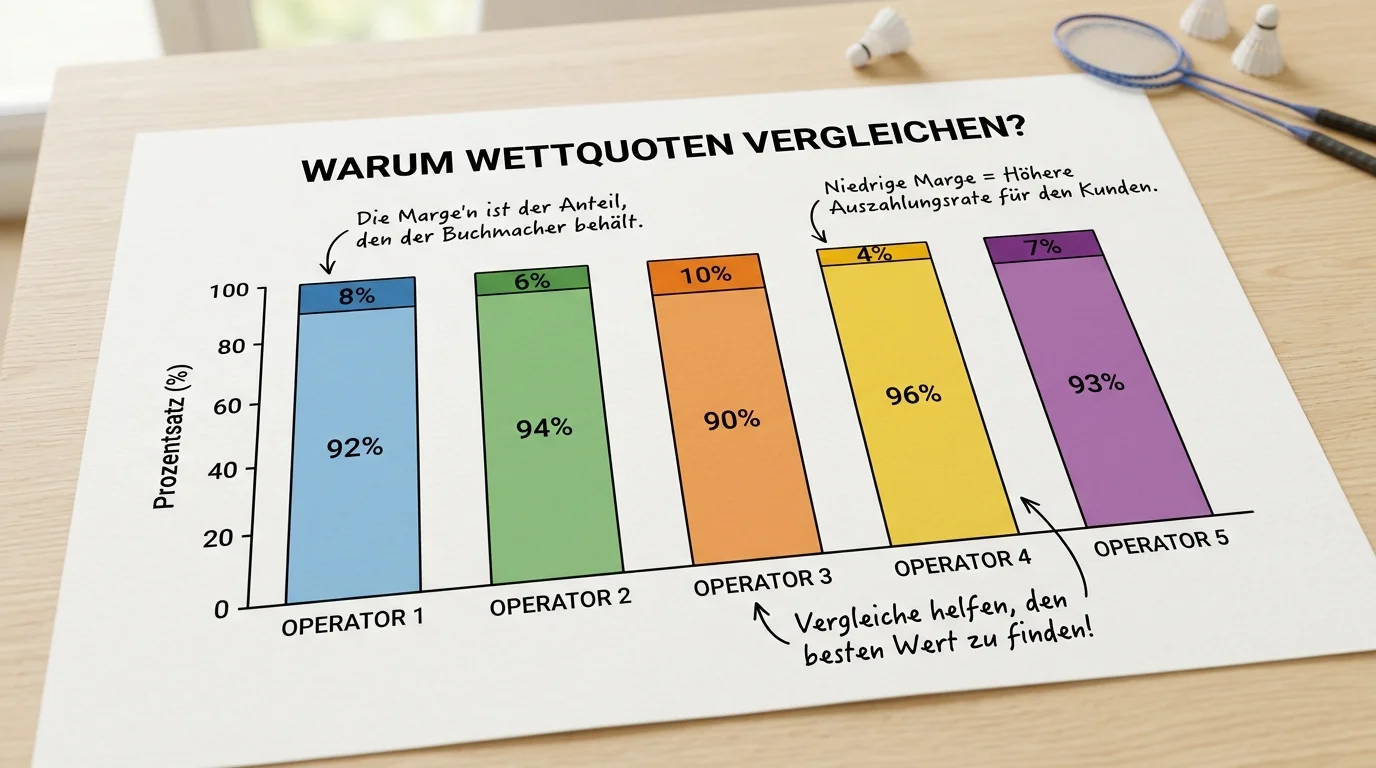 Warum Quotenvergleich bei Badminton-Wetten besonders lohnt: Margen und Auszahlungsquoten im Anbietervergleich