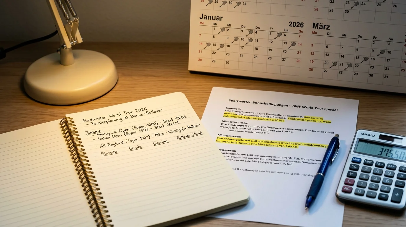 Optimale Bonus-Timing-Planung für Badminton-Wetten anhand des BWF World Tour Wettkalenders 2026