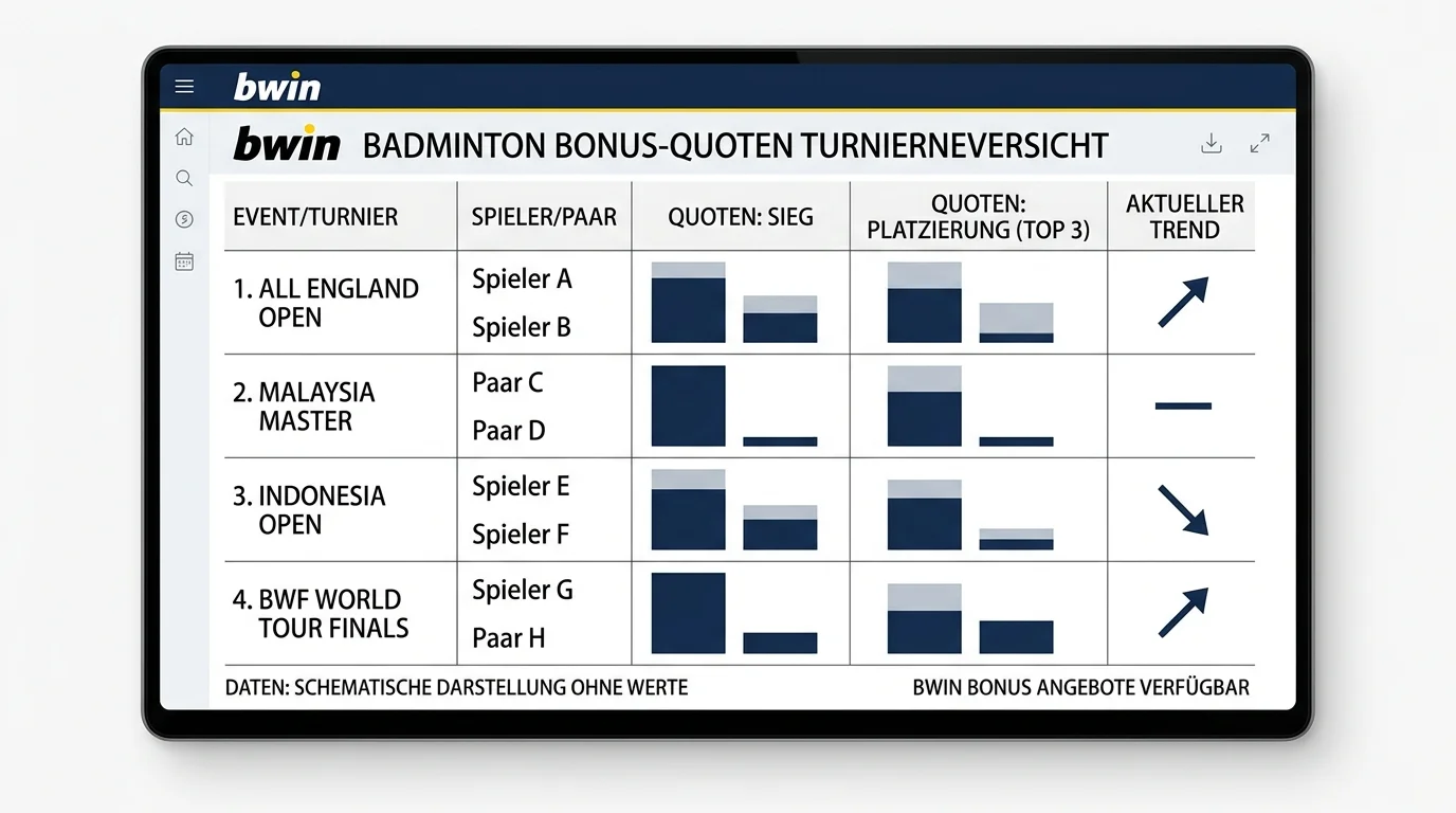 bwin Badminton-Quoten im Turniervergleich, Auszahlungsquoten nach Super 1000 und Super 750 Events