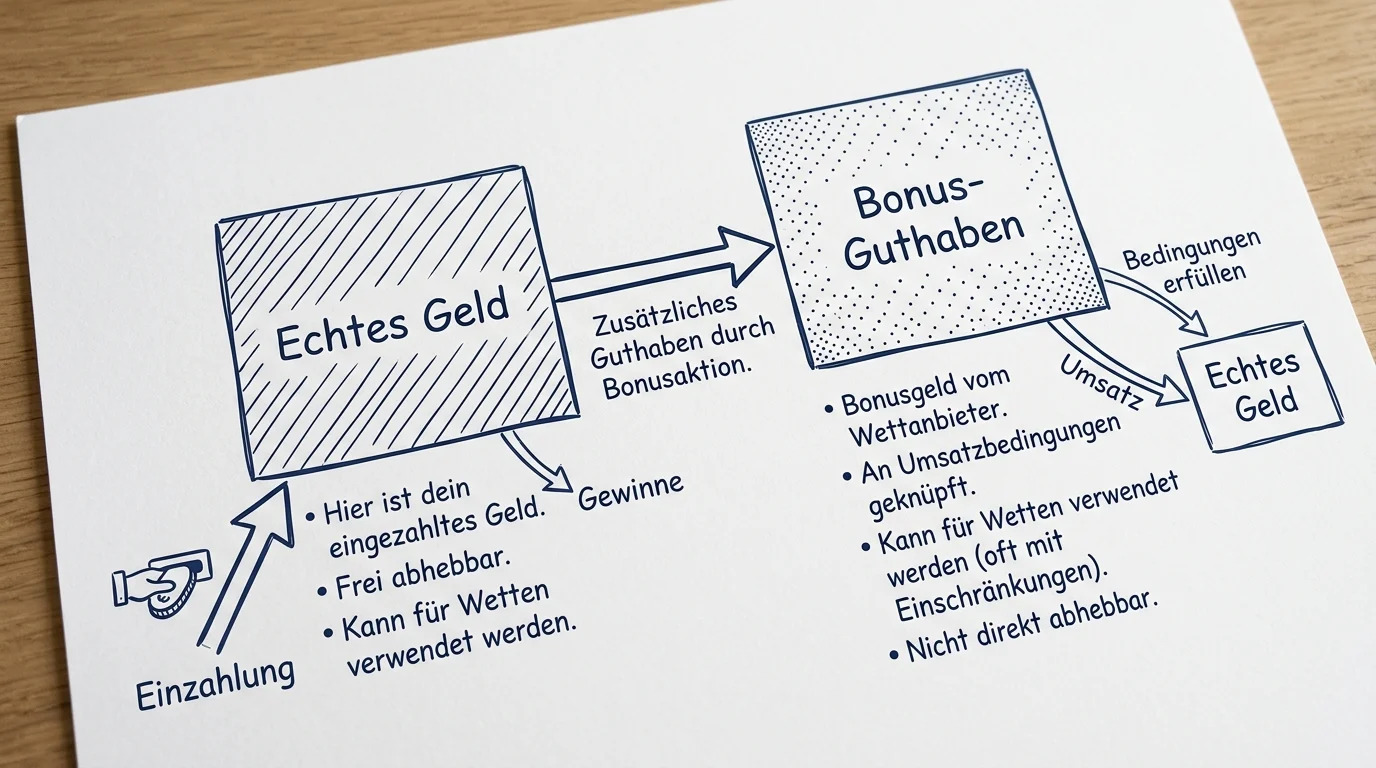 100% Einzahlungsbonus bei Sportwetten erklärt: Bonusguthaben vs. Echtgeld und warum der Deposit-Match kein Direktgewinn ist