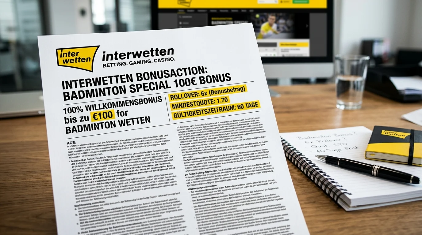 Interwetten Bonusangebot für Badminton-Wetter 2026, Willkommensbonus, Bedingungen und Vergleich