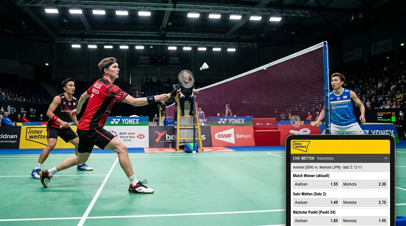 Interwetten Live-Wetten auf Badminton, In-Play-Märkte bei Super-1000-Turnieren und Satzwetten