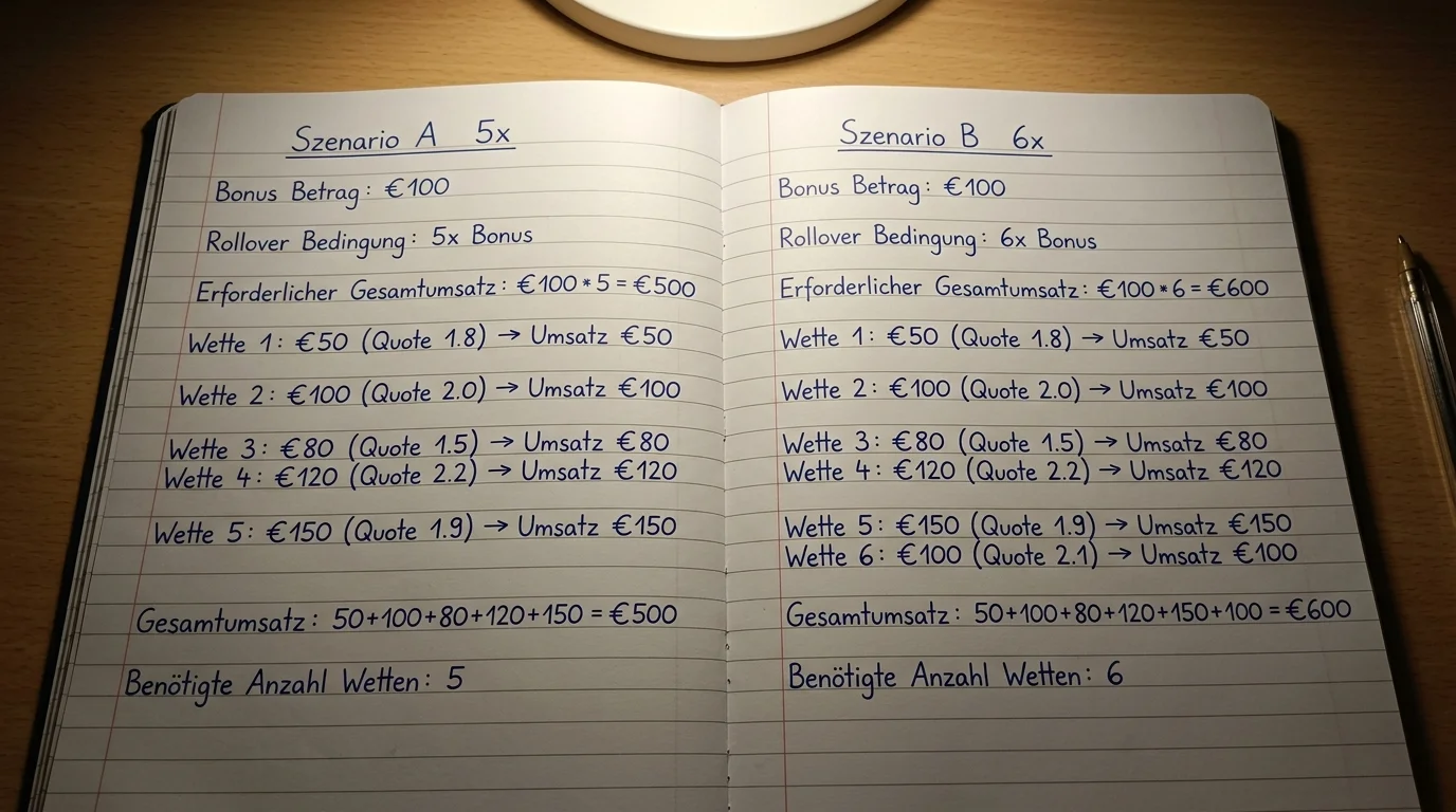 Rollover-Praxisbeispiel 5x und 6x bei Badminton-Sportwetten: Betano und sportwetten.de im direkten Berechnungsvergleich